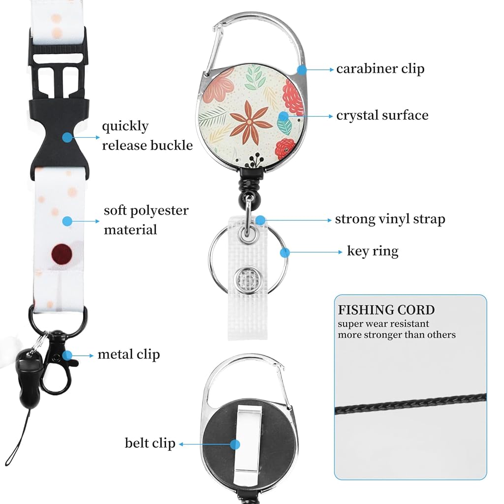 HASTHIP® Retractable ID Badge Holder with Breakaway Lanyard,Heavy Duty Badge Reel & Hard Plastic Name Holders with Carabiner Clip for Women,Nurse Teacher Office Workers & Gym HASTHIP® Retractable ID Badge Holder with Breakaway Lanyard,Heavy Duty Badge Reel & Hard Plastic Name Holders with Carabiner Clip for Women,Nurse Teacher Office Workers & Gym